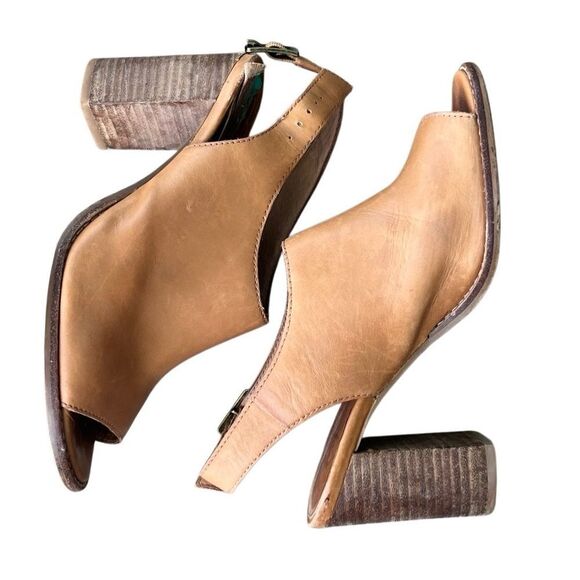Madewell Tan Leather Peep-Toe Slingback Block Heel Sandals | Size 37 (6.5–7) - Picture 5 of 13